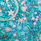 Ocean Sprinkles for Cake Decorating, Shell, Seahorse, Starfish, Fish & Pearl Sugar Mix for Cupcakes Cookies and Ice Cream Toppings