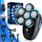 Head Shaver for Bald Men, 6-in-1 Electric Shaver for Bald Head 6D Wet/Dry Waterproof Mens Electric Razor Head Shavers Mens Grooming Kit Cordless Rechargeable Face Head Shaving Rotary Shaver