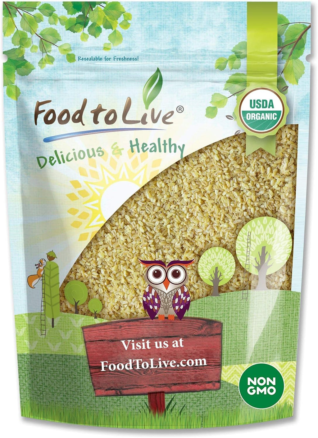 Organic Bulgur Wheat, 3 Pounds - Non-GMO Whole Grain, Parboiled Groats, Kosher Borghul Berries, Bulk Seeds, Coarse, High in Dietary Fiber, Manganese, Magnesium, and Copper.