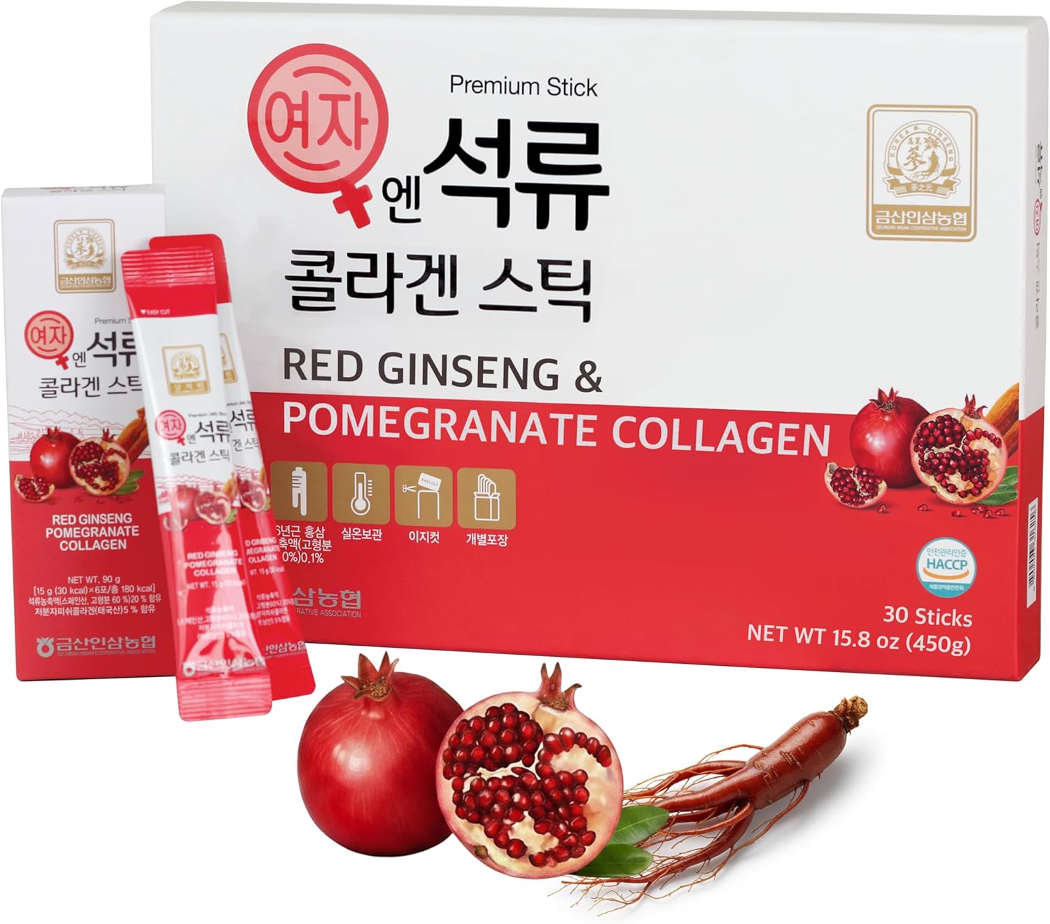 Korean Beauty Baekje Geumsan Women's Pomegranate Collagen Jelly Stick 5.1oz / 30 Count (5 Pack)