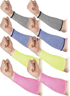 SATINIOR 4 Pairs Cut Resistant Arm Sleeves Level 5 Arm Protectors for Thin Skin and Bruising Safety Protective for Men Women(Grey, Blue, Pink, Yellow)