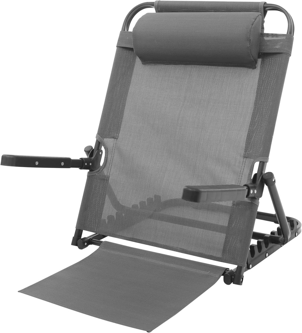 Adjustable Lifting Bed Backrest with Armrest, 40°-90° Portable Foldable Backrest Support 8 Levels Folding Adjustable Sit-Up Back Rest with Pillow for Neck Head (Grey)