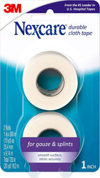 Nexcare Durable Cloth Tape, Woven Tape, Securely Holds Bulky Wound Dressing - 1 In x 10 Yds, 2 Rolls of Tape
