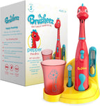 Brusheez Kids’ Electric Toothbrush Set - Safe & Effective for Ages 3+ - Parent Tested & Approved with Gentle Bristles, 2 Brush Heads, Rinse Cup, 2-Minute Timer, & Storage Base (Pepper the Dino)
