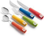 Special Supplies Adaptive Utensils (5-Piece Kitchen Set) Wide, Non-Weighted, Non-Slip Handles for Hand Tremors, Arthritis, Parkinson’s or Elderly Use - Stainless Steel Knives, Fork, Spoons