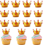 50 PCS Edible Crown Cupcake Toppers Wafer Paper Crowns Cupcake Picks Edible Crowns Prince & Princess Birthday Party Decorations for Crown Theme Birthday Party Decoration Supplies