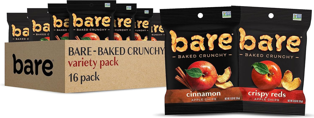 Bare Baked Crunchy, Apples Fuji & Reds and Cinnamon Variety Pack, 0.53 Ounce (Pack of 16)