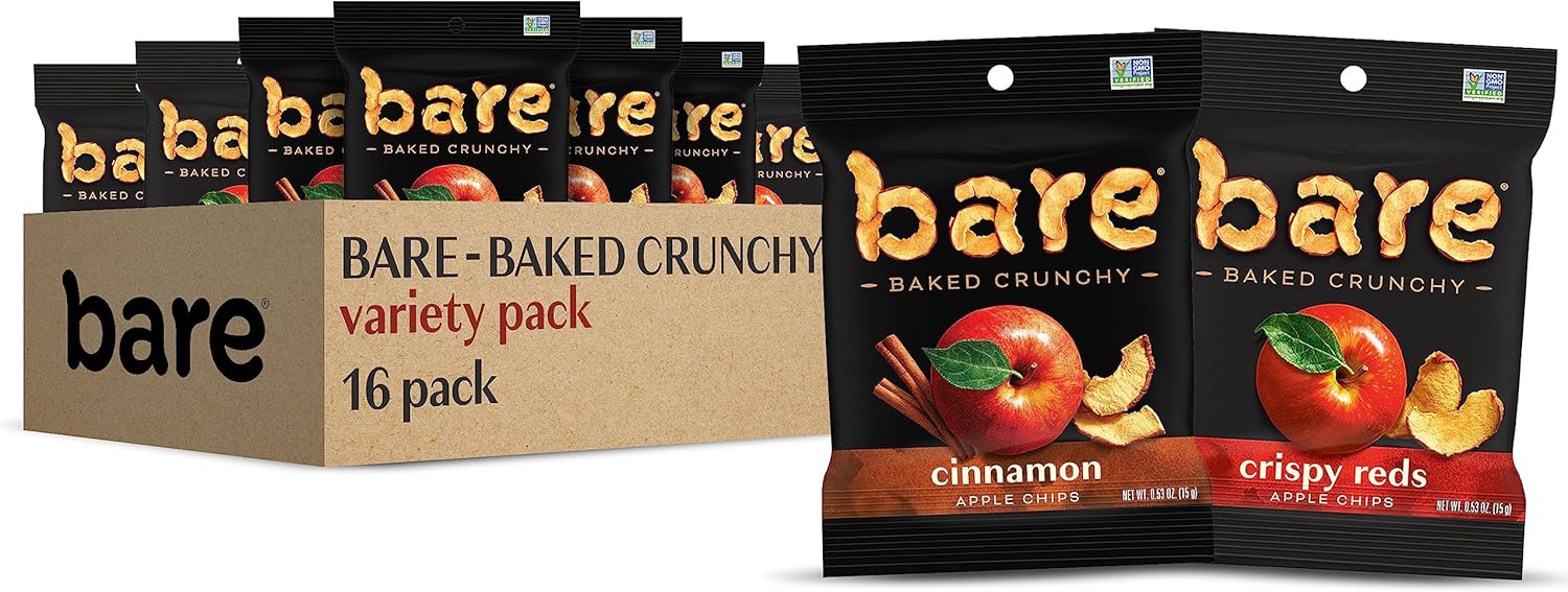 Bare Baked Crunchy, Apples Fuji & Reds and Cinnamon Variety Pack, 0.53 Ounce (Pack of 16)
