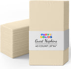 Party Solids Ivory Dinner Napkins Disposable 8" x 4" Folded - 40 Pcs 2 Ply Ivory Napkins Disposable Paper Guest Towels for Bathrooms, Dinners, Everyday Parties & Party Supplies