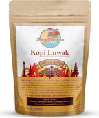 Monkey Business Coffee - Wild Kopi Luwak Coffee Whole Beans - Ethically Sourced - 250 Grams (8.8oz) (Other Weights & Bean Types Available) - Produce of Indonesia