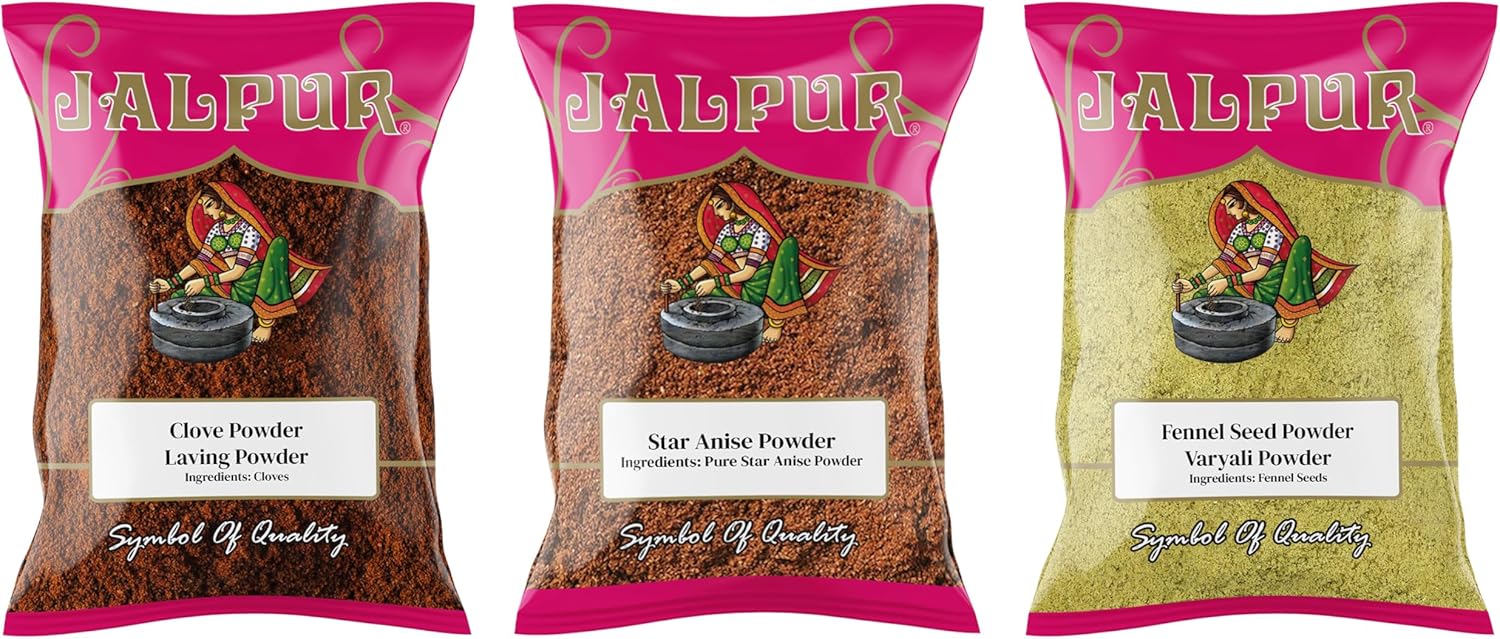Jalpur Millers Spice Combo Pack - Clove Powder 100g - Star Anise Powder 100g - Fennel Seeds Powder 100g (3 Pack)