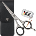 3 Swords Germany – professional BEARD MUSTACHE HAIR SCISSORS, stainless steel, straight blade, sharp, with black case