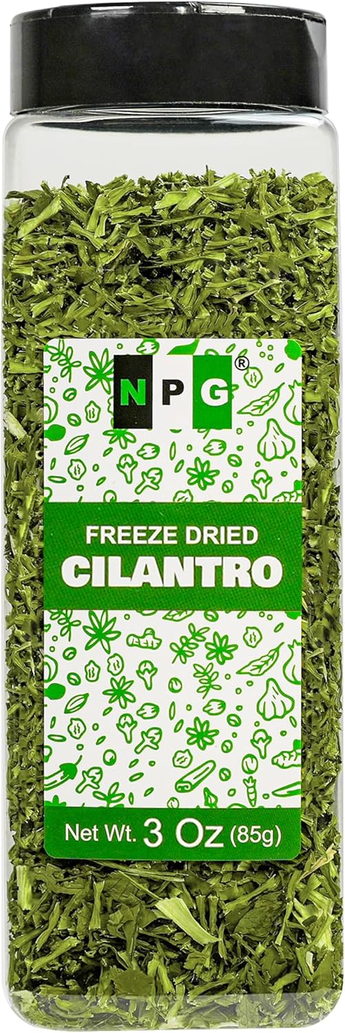 NPG Freeze-Dried Cilantro 3 Oz, Fresh Dehydrated Coriander Flakes, Dhania Leaves, Lime Seasoning, Mexican Spices, Perfect for Cooking, Soups, Salsas, and Garnish