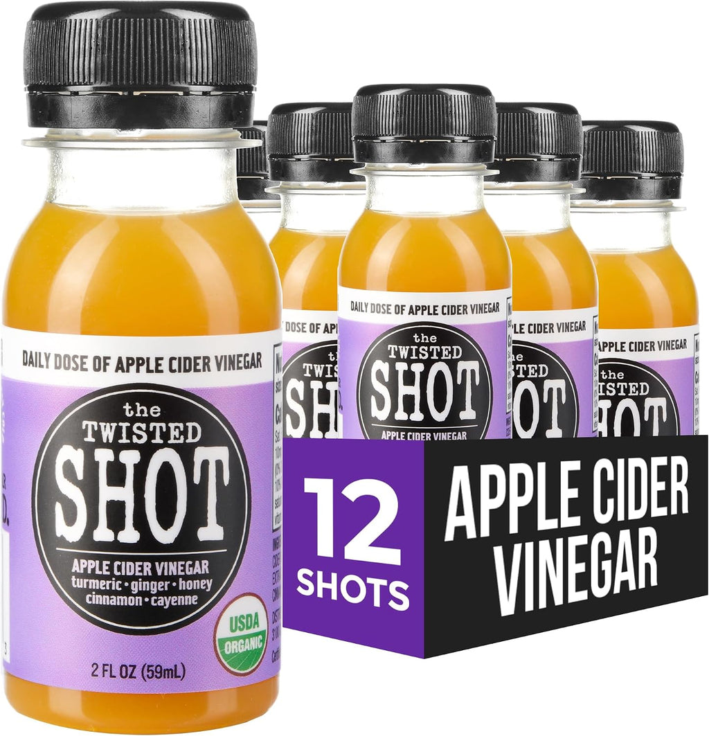 The Twisted Shot – Apple Cider Vinegar Shots with Ginger, Turmeric, Honey, Cinnamon & Cayenne | Drink for Digestion, Immunity & Gut Health | Ready to Drink | 12, 2 oz Bottles