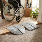Universal Rubber Door Sill Threshold Protect for Wheelchair Stairs Assembly Non Slip (Grey)