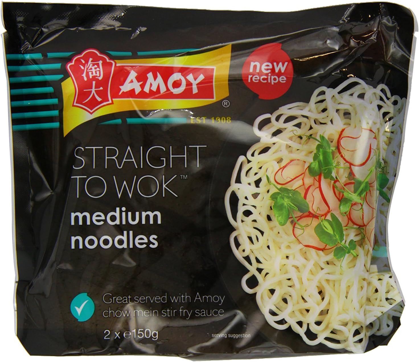 Amoy Straight To Wok Medium Noodles 300 g (Pack of 6)