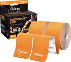 CKeep Kinesiology Tape, Uncut 2 Rolls, Original Cotton Elastic Premium Athletic Tape,Latex Free Hypoallergenic, 2inch x 16ft, Orange