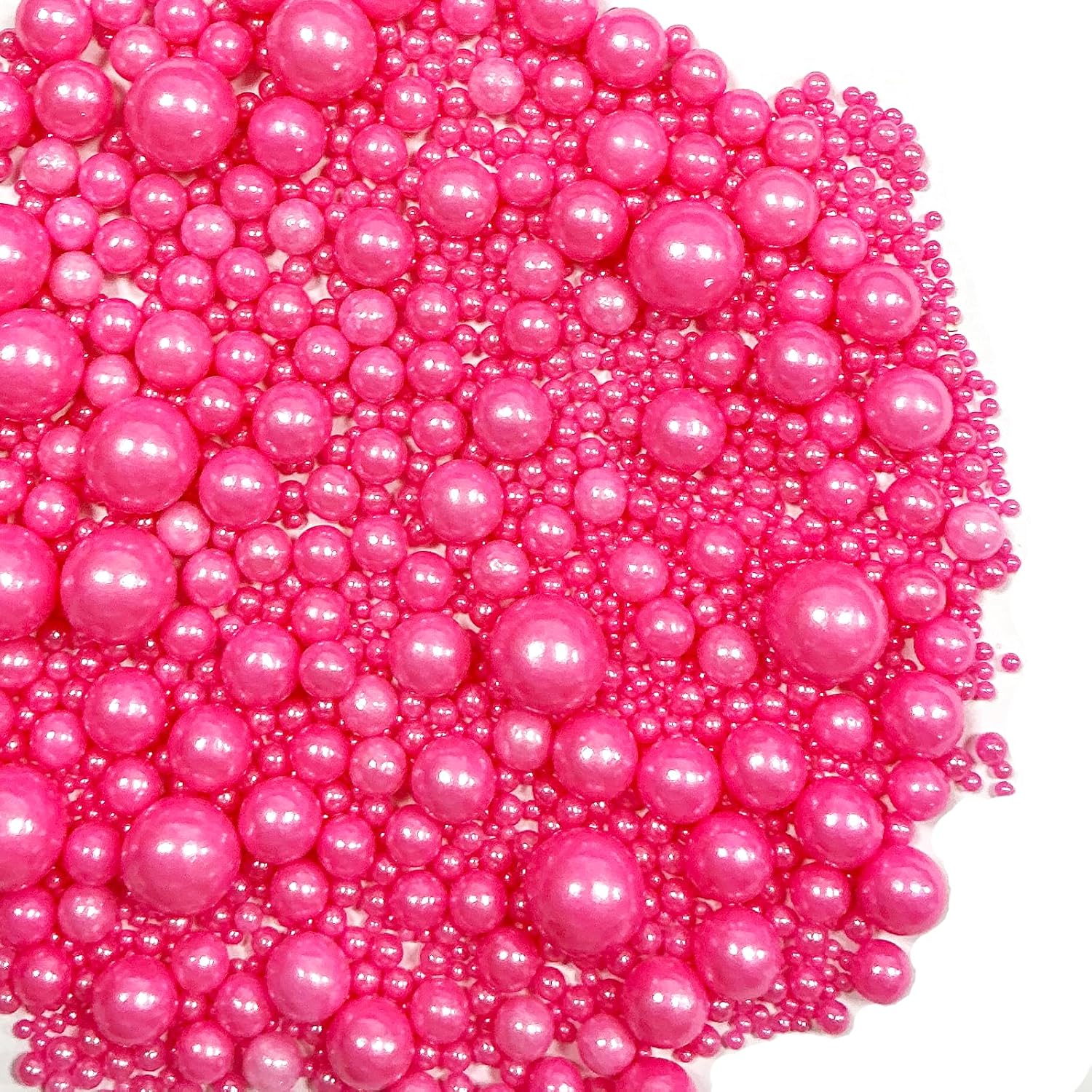 Sprinkles Edible Pink Pearl Sugar Sprinkles Candy 142g/5.01oz Mix Size Pink Pearls Baking Cupcake Toppers Cookie Ice Cream Decorations for Wedding Parties Valentines Day Halloween Christmas