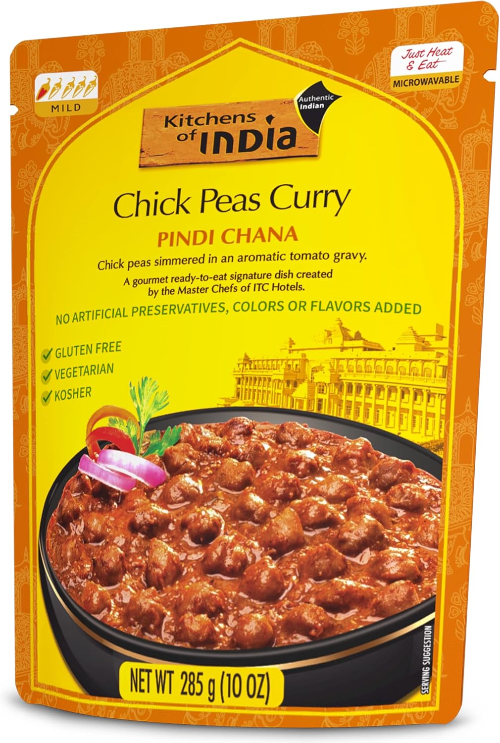 Kitchens of India Pindi Chana – Chick Peas Curry, (Pack of 6)10 Ounces , Gourmet Ready To Eat Authentic Indian Dish (Pack of 6)