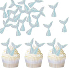 20 Pieces Acrylic Mermaid Tails Cupcake Toppers Picks Mini Blue Mermaid Tail Cake Decorations for Under the Sea Theme Summer Party Baby Shower Birthday Party Supplies