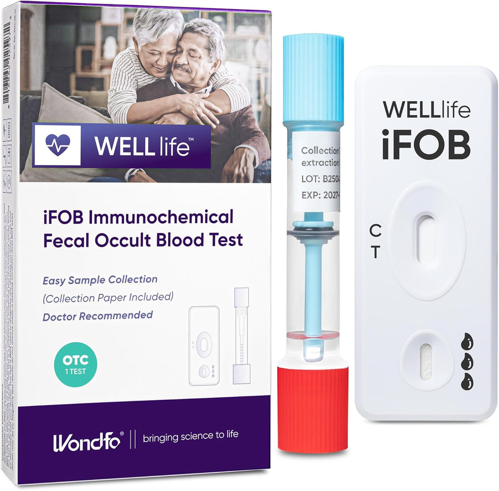 WELLlife iFOB Immunochemical Fecal Occult Blood Test, Colon Screening Test Kit Stool Test at Home Easy to Use, 1 Test Detect Hidden Blood in 10 Minutes FOB Test for Home