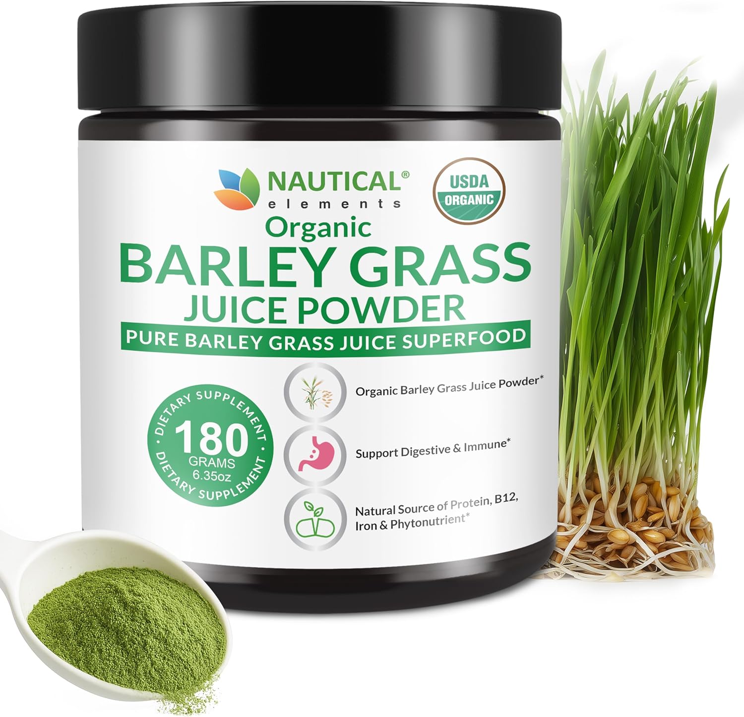 Barley Grass Juice Powder Organic – Sourced from Utah’s Mineral-Rich Soil, Nutrient-Dense Barley Grass Powder – Raw & Cold-Processed Superfood, High Chlorophyll – 6.35oz (180g) | 72 Serving