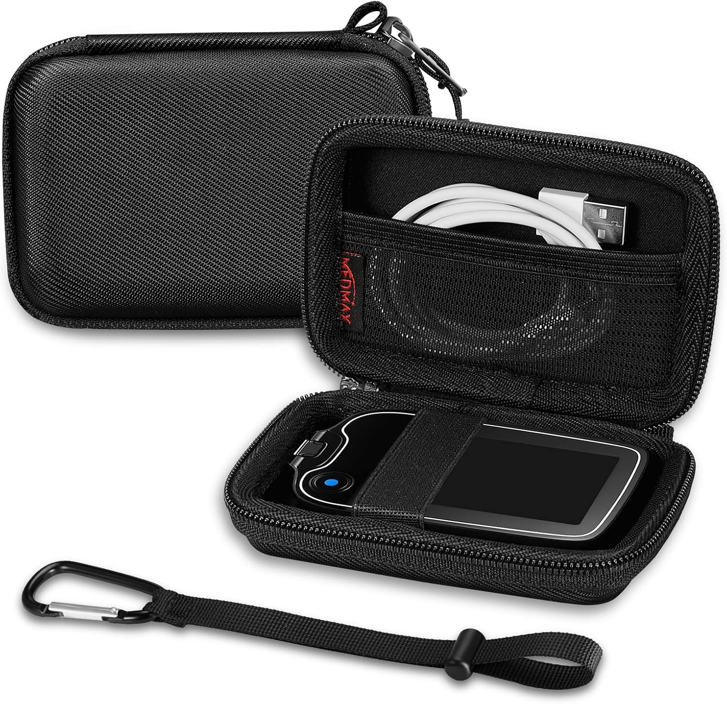 MEDMAX Hard Shell Protective Case for Freestyle Libre 3 2 / Libre Reader, Lightweight Shockproof Diabetic Storage Carrying Case with Clip and Handle (Black)