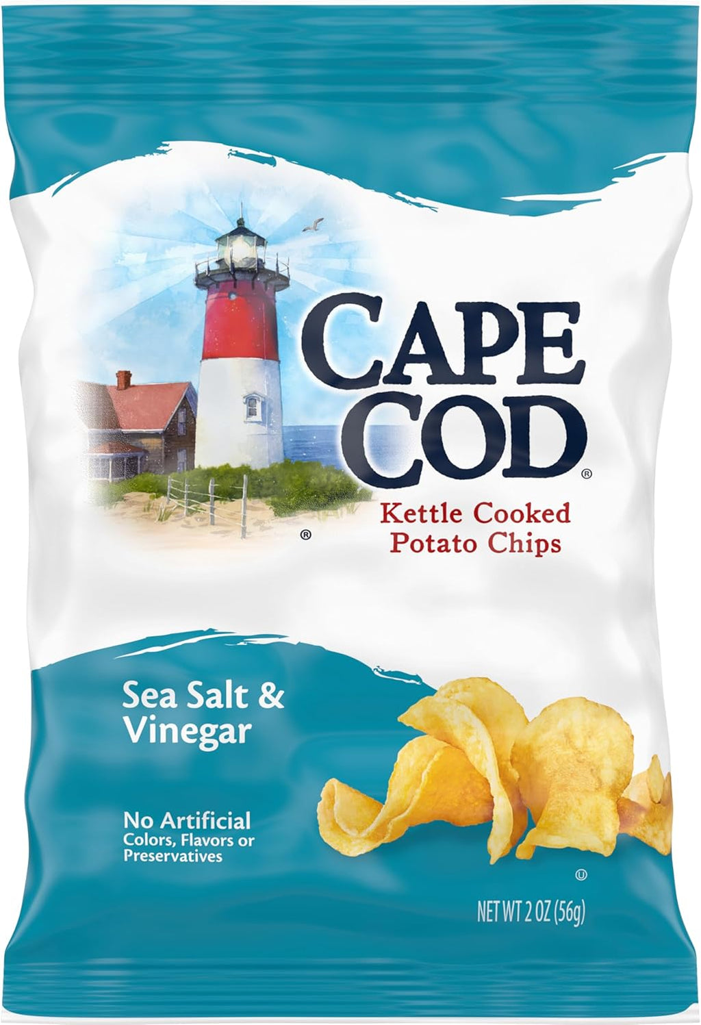 Cape Cod Potato Chips, Sea Salt and Vinegar Kettle Chips, 2 Oz (Pack of 6)