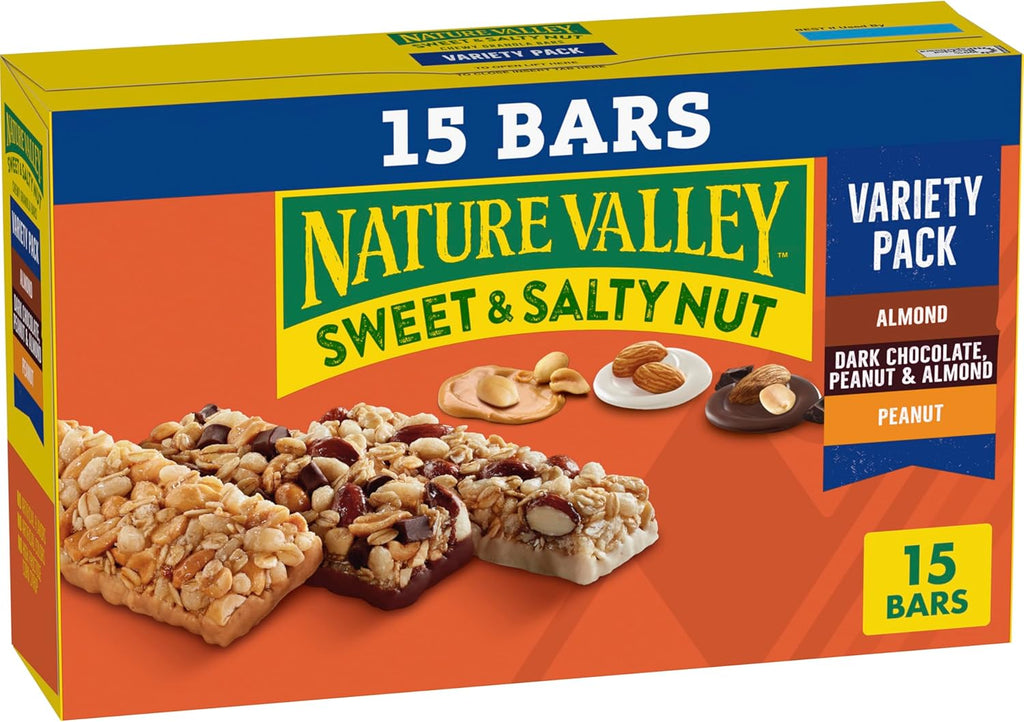 Nature Valley Sweet and Salty Nut Granola Bars, Variety Pack, 15 Bars, 18 oz