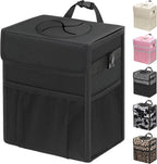 Capolo Car Trash Can with Lid, Leakproof Car Trash Bag Hanging Waterproof Automotive Garbage Can with Storage Pockets Mini Vehicle Trash Bin for Back/Front Seat(Black,2.5 Gallon)