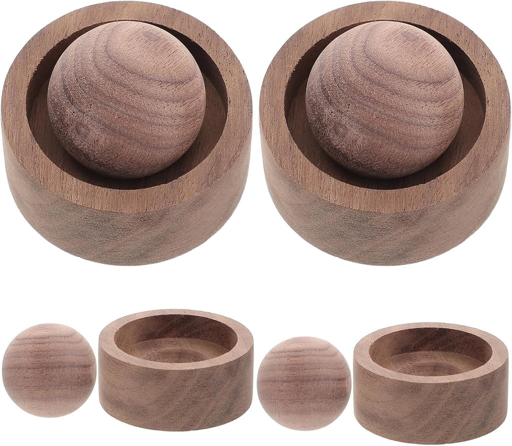 4pcs Wooden Essential Oil Diffuser Set, Walnut Grain Round Wood Aromatherapy Diffusers for Home Office Car Desk, Portable Fragrance Dispenser for Relaxation and Air Freshening