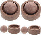 4pcs Wooden Essential Oil Diffuser Set, Walnut Grain Round Wood Aromatherapy Diffusers for Home Office Car Desk, Portable Fragrance Dispenser for Relaxation and Air Freshening