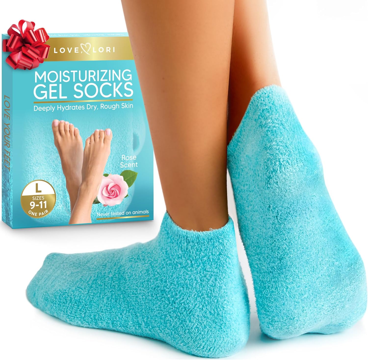 Moisturizing Socks (Size 9-11) – Self Care Gifts for Mom - Infused with Vitamin E & JoJoba Oil - Gel Silicone Aloe Foot Care Socks - Mothers Day Spa Gifts for Women