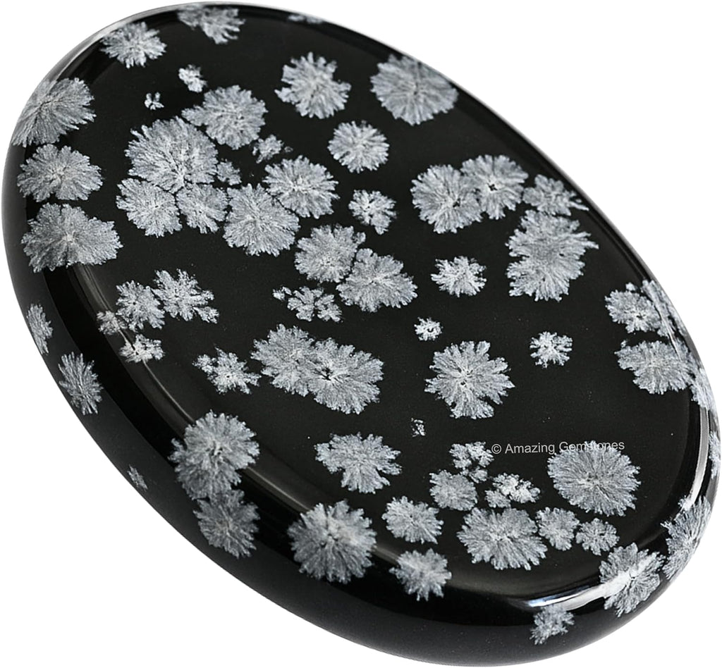 Amazing Gemstone Snowflake Obsidian Worry Stone Crystals and Healing Stones for Stress Relief Gifts - Piedra Crystal Fidget for Meditation - Unique Stocking Stuffers and Birthday Gifts