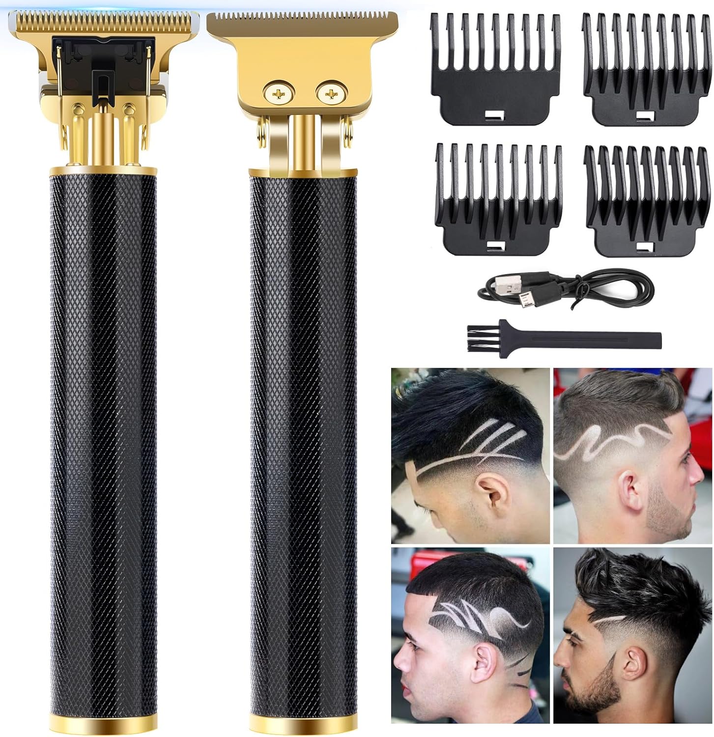 candyfouse Professional Beard Trimmer for Men, Hair Clippers with 4 Limit Combs, Cordless Rechargeable with LCD Display, Approaching Zero Gapped Cutting Grooming Kit
