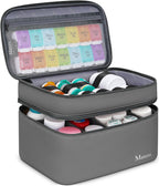 Mancro First Aid Bag Empty with Lockable Zipper, Dual Layers Pill Bottle Organizer Storage for Home, Medication Travel Bag for Pills, Vitamins, Emergency Supplies, Travel, Grey