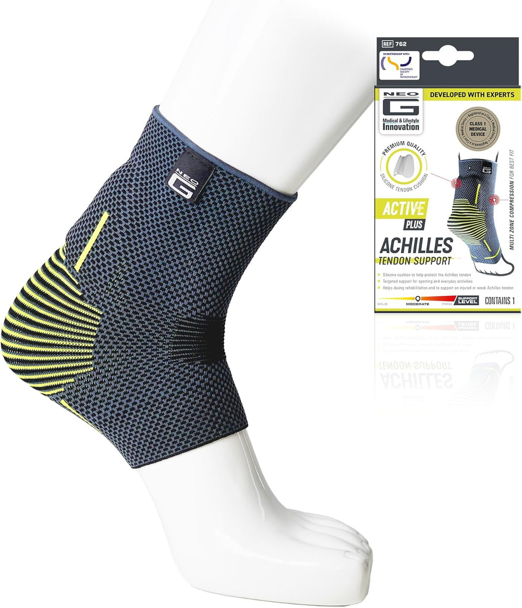 Neo-G Achilles Tendon Support With Silicone Tendon Cushion - Achilles Tendonitis Brace Ankle Support For Men And Women – Targeted Ankle Compression Sleeve - Breathable - Active Plus (Medium)