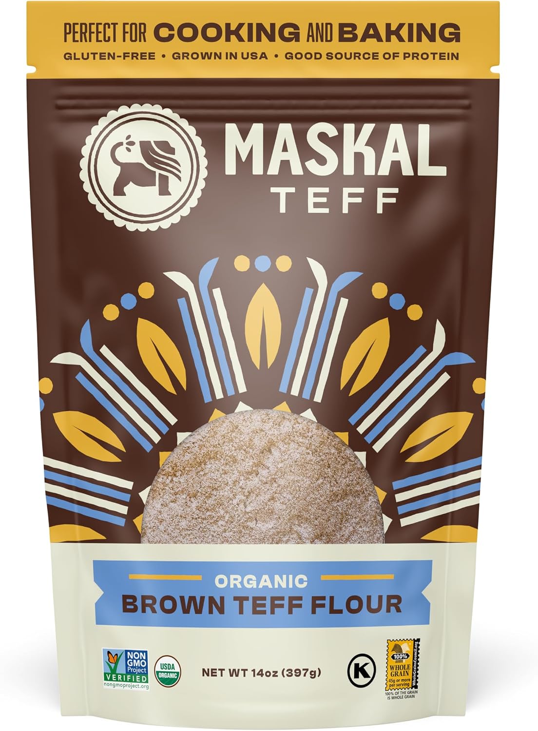 Maskal Teff Organic Brown Teff Flour, 14 Ounce