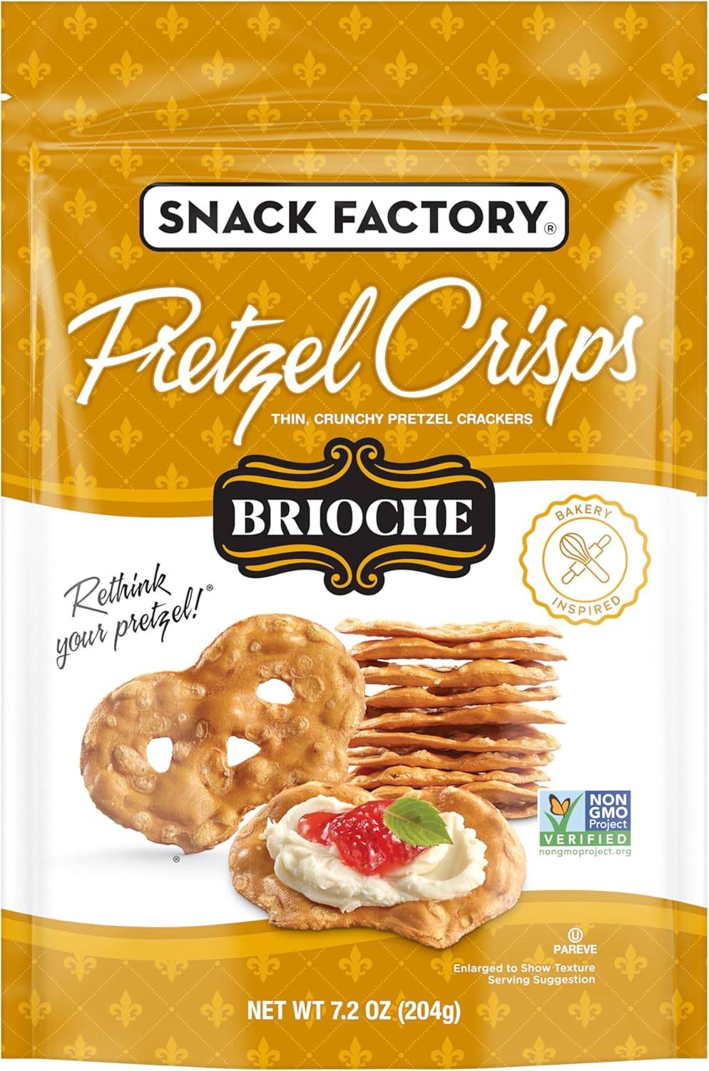 Snack Factory Pretzel Crisps Brioche Pretzel Crackers, 7.2 Oz Bag