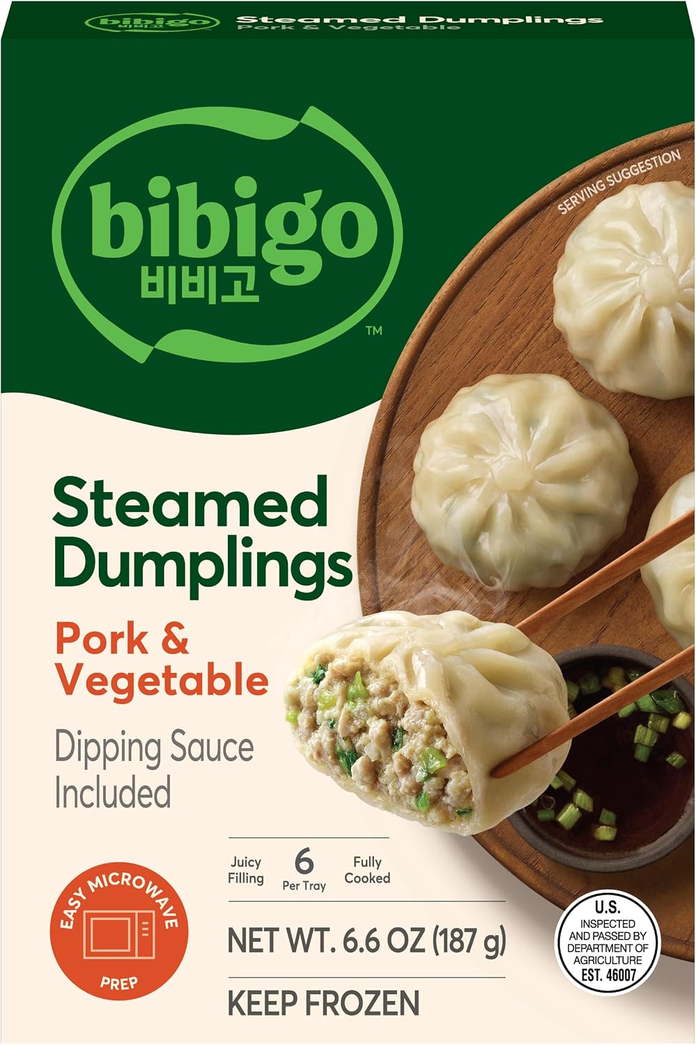 Bibigo, Steamed Dumpling Pork Vegetable, 6.6 Ounce