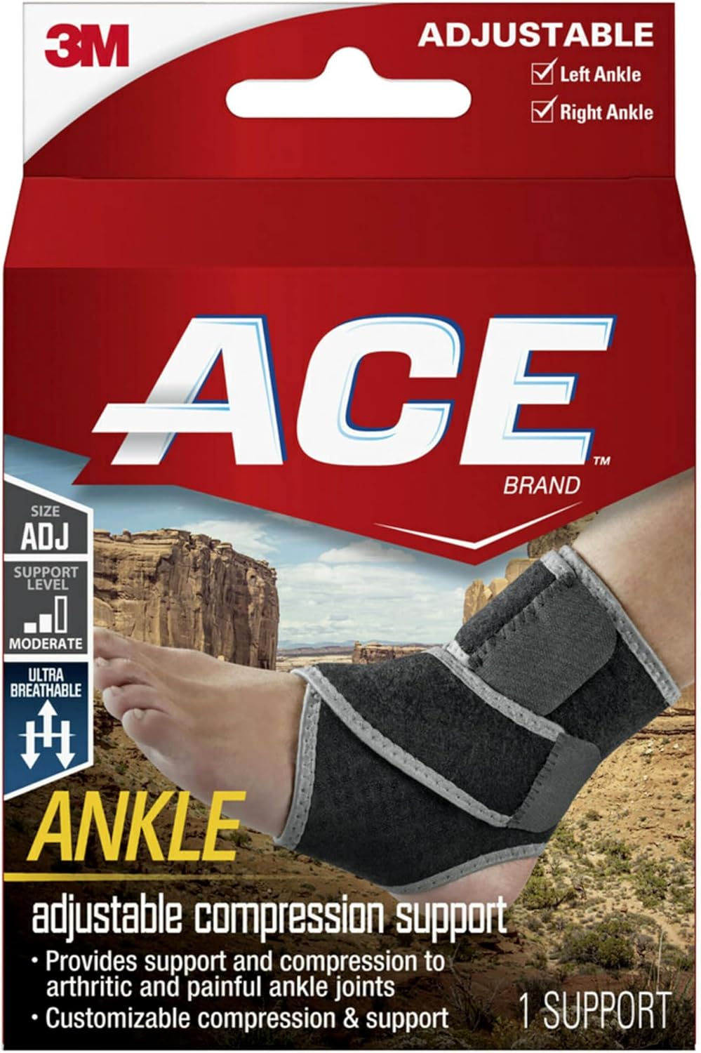 Ace Neoprene Ankle Brace, One Size (1 Brace)