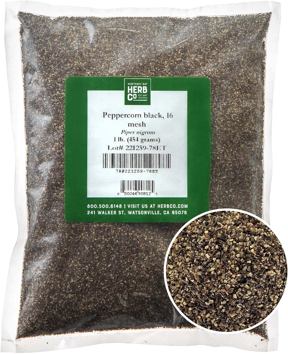Black Peppercorn (16 Mesh), by Herb Co, Premium Ground Pepper Essential Spice for Seasoning & Cooking, 1 lb