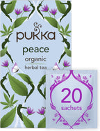 Pukka Organic Peace Herbal Tea with Spearmint, Ashwagandha, and Hemp Seed Oil, Caffeine Free, 20 Total Tea Bags