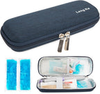 YOUSHARES Insulin Cooler Travel Case, Small EVA Diabetic Insulated Organizer Portable Cooling Bag for Medication Cooling Insulation, Epi Pen Carrying Bag with 2 Ice Pack (Navy Blue)