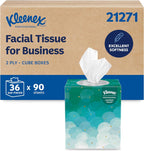 Kleenex® Professional Facial Tissue, Bulk (21271), 2-Ply, White, Upright Cube Boxed Format, Designed for Business (90 Tissues/Box, 6 Bundles of 6 Boxes, 3,240 Sheets/Case)