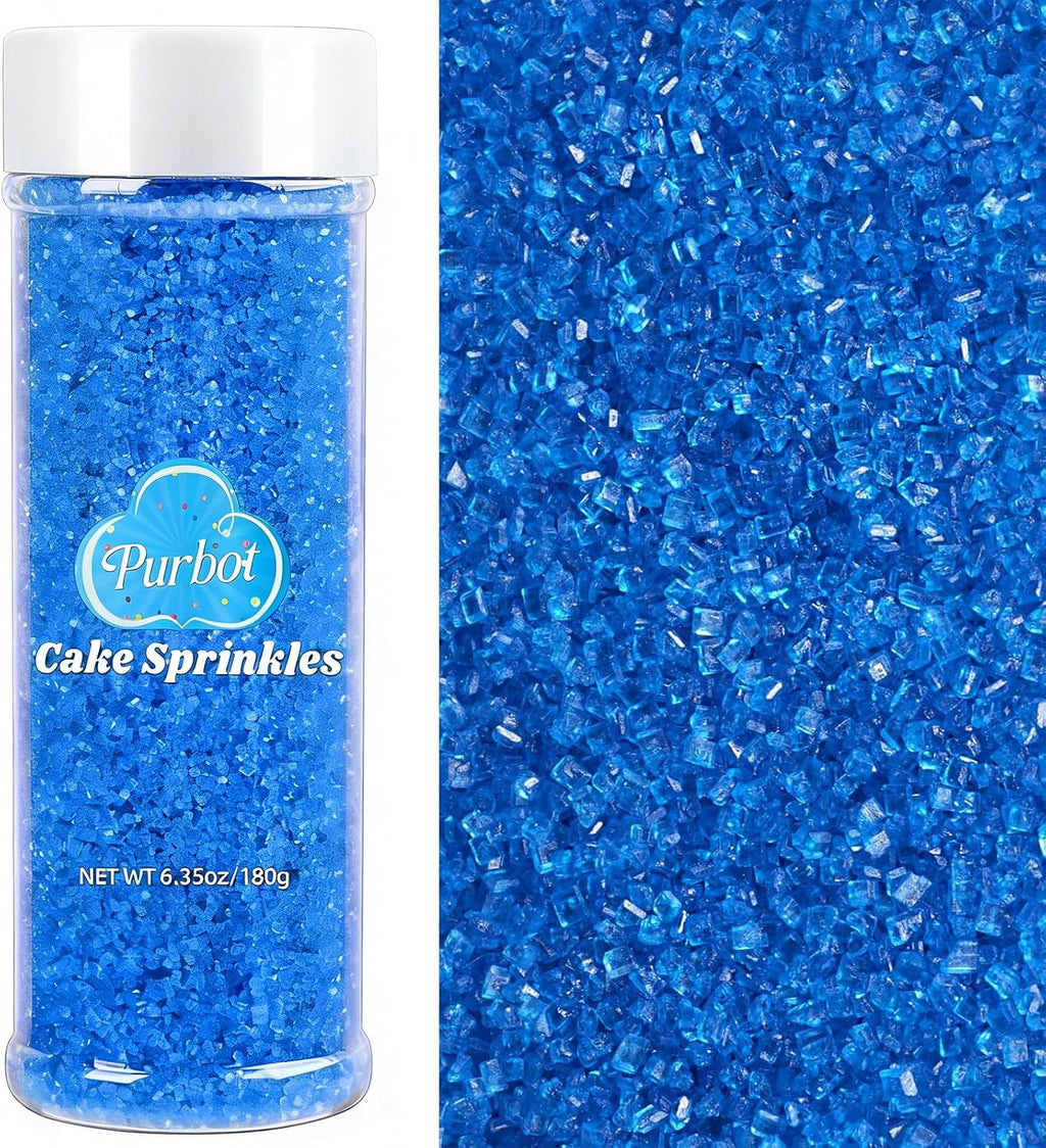 Blue Sprinkles Sanding Sugar for Baking, 6.35 oz Edible Sparkling Sugar Crystals for Cake Cupcake Cookies Ice Cream Topping