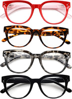 CessBlu 4 Pack Vintage Reading Glasses for Women Reader Eyeglasses
