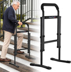 Stair Assist Cane for Seniors, 2-in-1 Standing & Lifting Aid for Couch and Chair, Adjustable Height Climbing Cane with Wide Anti-Slip Base, Portable Mobility Support for Steps, Bathroom, Bedside