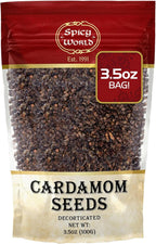 Spicy World Cardamom Seeds Decorticated 3.5 Ounce Bag - Natural, Vegan - No Pods, Also known as Elaichi Seed