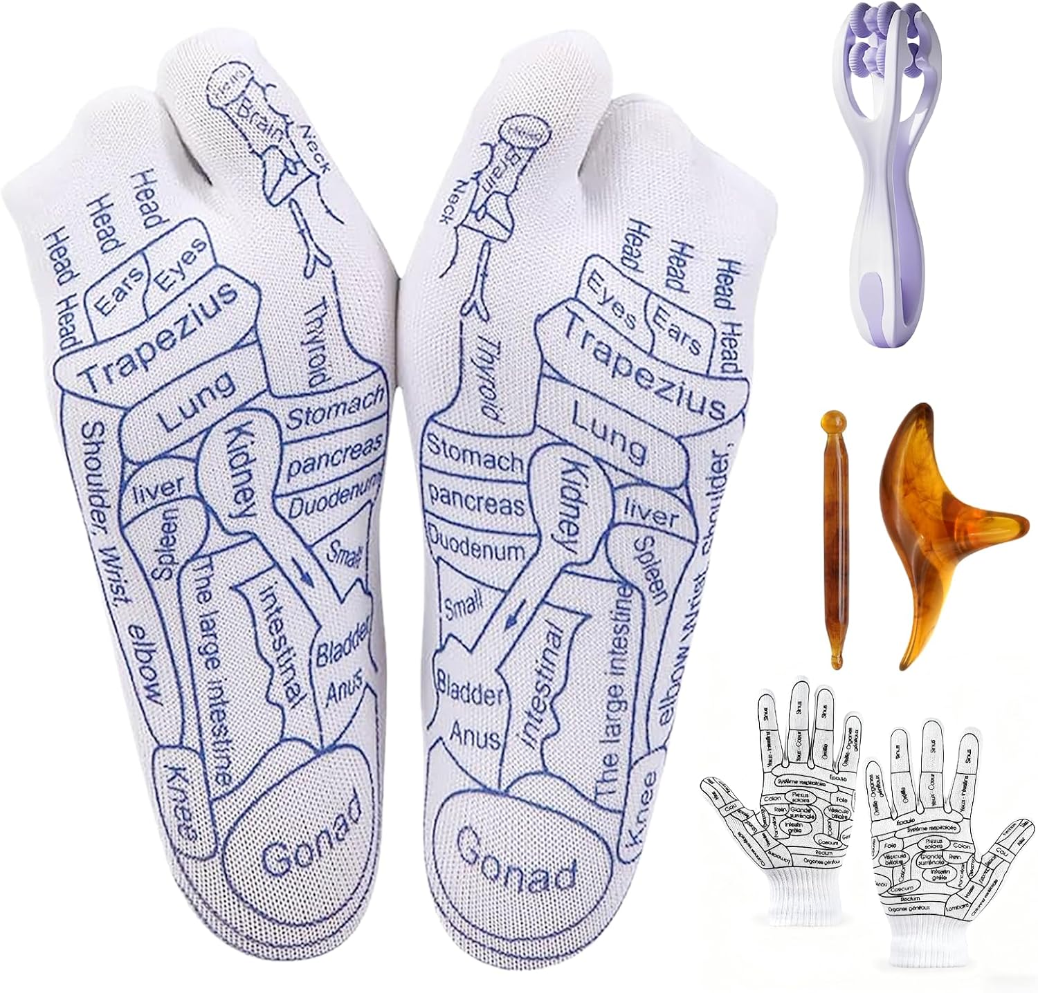 Reflexology Socks，Acupressure Socks，Massage Socks，Finger Massager，Gloves ，Help to Relieve Fatigue and Relax the Body and Mind